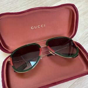 Gucci Men's Sunglasses - Red and Gold